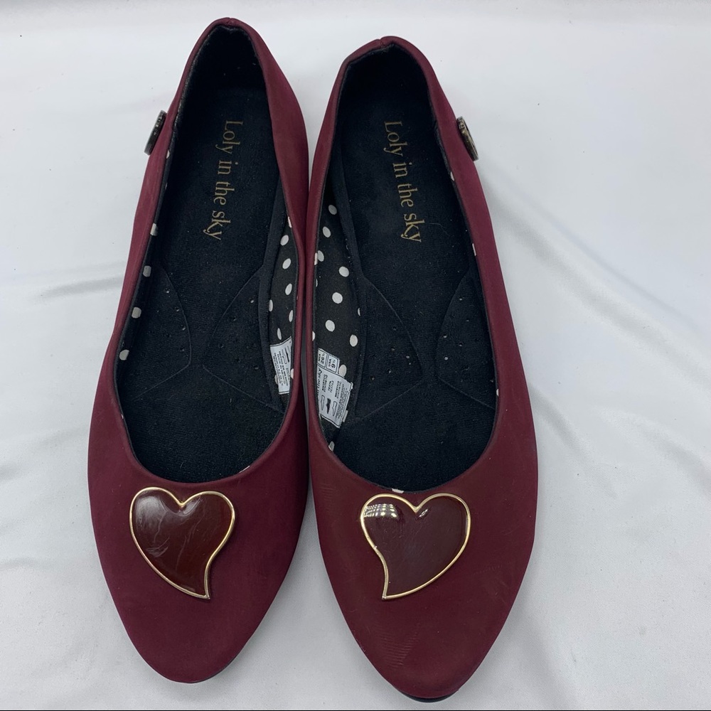 ModCloth Loly in‎ the Sky Everyday Amour Burgundy Flat Shoes Size 9.5